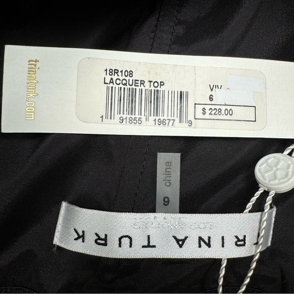 Trina Turk Lacquer Twist Bow Strapless Top Orchid Black - Picture 3 of 9